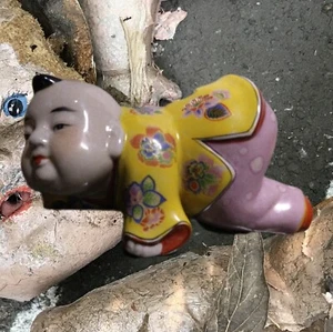 Antique Qing Chinese Porcelain Baby Boy Buddha Opium Pillow Statue Headrest - Picture 1 of 5