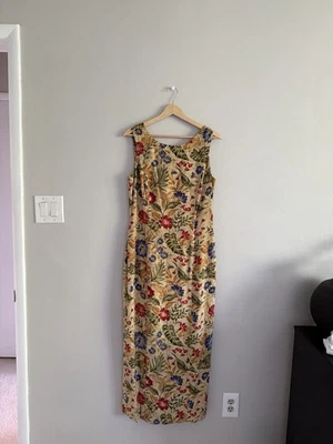 Maxi Vestido Maggy London 100% Seda Floral Hawaiano Vintage Talla 10 Foto 1 de 4