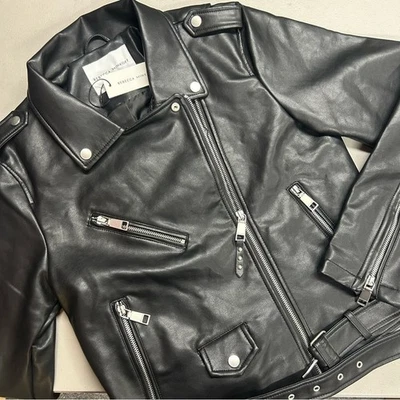 Chaqueta de Motocicleta Rebecca Minkoff Negra Imitación Cuero Cremallera Mujer Talla Pequeña Nueva con Etiquetas Foto 1 de 4