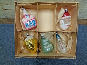 Vintage Glas Figuren Ornamente 5 Stück - West Germany - Bild 1 von 3