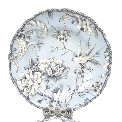 222 Quinta Salada/Pratos de Sobremesa ADELAIDE Azul Claro Pássaro e Flores Conjunto de 4 - Imagem 1 de 4