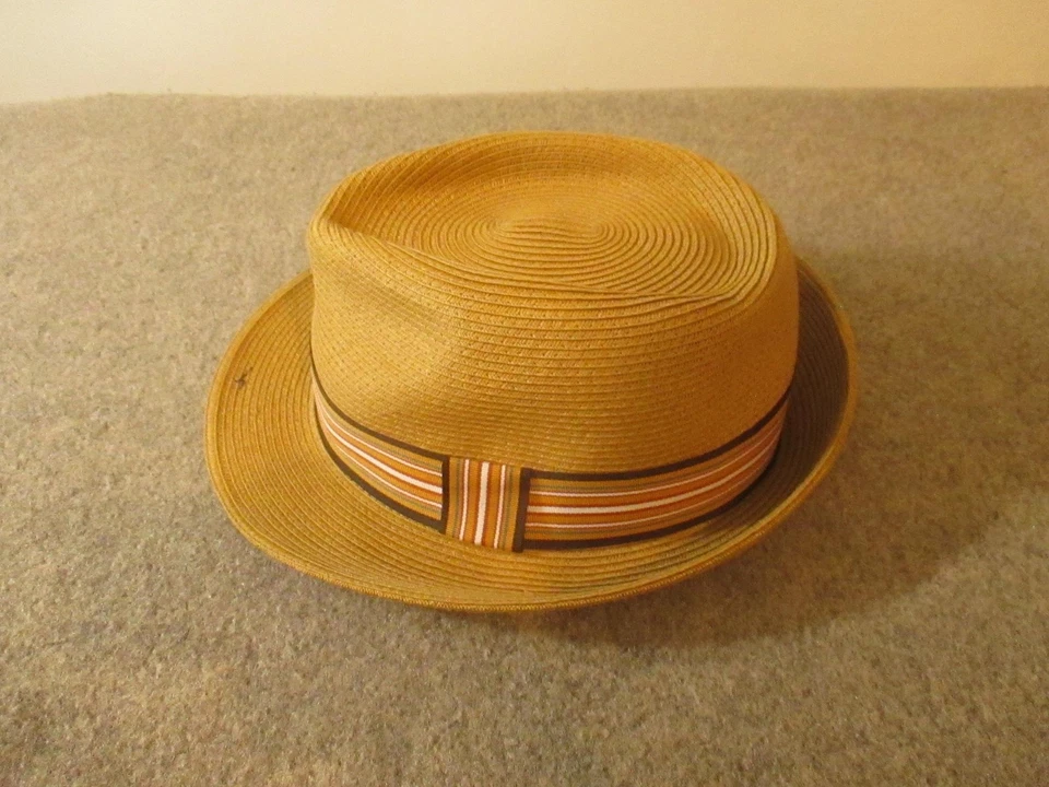 Chapéu Jaxon Fedora Masculino Ajustado 2XL Bronzeado Toyo Faixa Listrada de Palha Verão Casual - Imagem 1 de 4