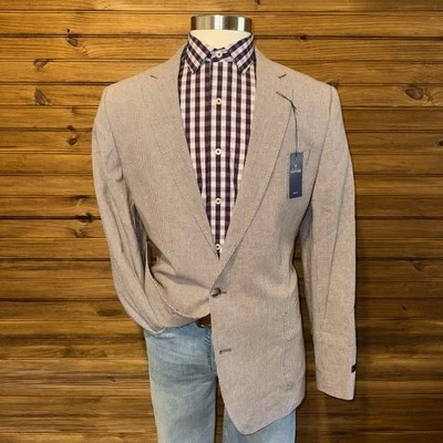 STAFFORD Hombres Blazer Abrigo Deportivo Chaqueta Informal Talla 46L Lino Algodón Traje NUEVO Foto 1 de 4