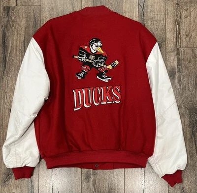 Chaqueta grande vintage D3 The Mighty Ducks Crew Nike botón universitario Letterman Foto 1 de 4