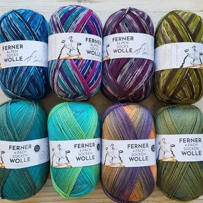 8x100 g Ferner 4-fach Lungauer Sockenwolle & Alpensocks - Bild 1 von 4
