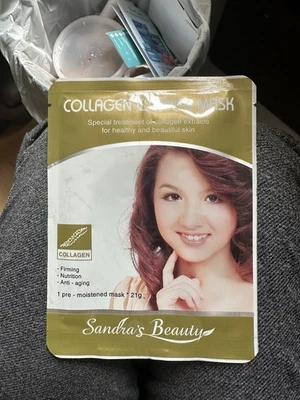 Mascarilla facial de colágeno hidratante, antiarrugas, antienvejecimiento, iluminadora Foto 1 de 2