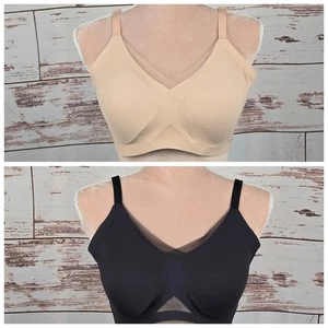 2er Set Honeylove Crossover BH ohne Bügel schwarz und beige Größe L - Bild 1 von 12