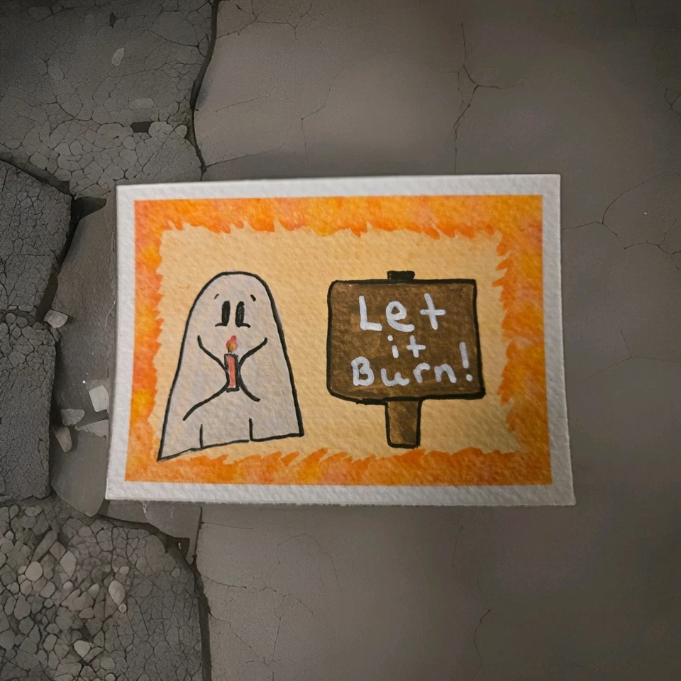 Pintura Acuarela ACEO 2.5" X 3.5" Protesta Poltergeists Ghoul Power Foto 1 de 1