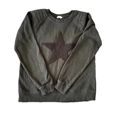 Hush Black Crew Neck Star Sweatshirt Quilted Shoulders Size S - Image 1 of 4