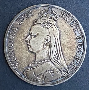 Lote de monedas victorianas cabeza jubileo corona plata Victoria 1890 E39 - Imagen 1 de 4