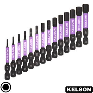 14 x Brocas de destornillador Allen hexagonales mixtas de 1,5 mm - 7 mm 50 mm 1/4" universales KELSON - Imagen 1 de 9