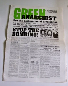 Green Anarchist No 56. 1999 NEWSPAPER ZINE Ted Kaczynski Brixton Techno-Humanism - Foto 1 di 2