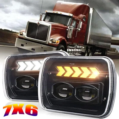 For International Harvester 9900 4700 4800 4900 8100 3800 7x6" Led Headlight 2PC - Image 1 of 4