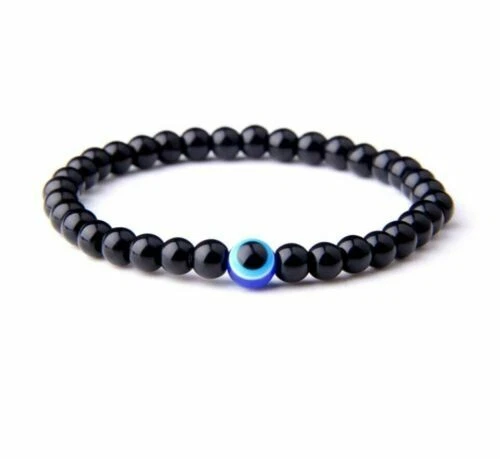 Schwarze Armband mit Blaue Nazar Boncuk Auge Schmuck Armreif Armschmuck  - Bild 1 von 1