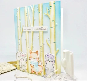 Clear Stamps Silikonstempel Motiv Geburtstag Tiere Herbst Winter Fox Squirrel Up - Bild 1 von 5