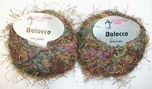 Lot of 2 Trendsetter Yarns "Balocco" Eyelash Style Wool Blend (Maroon-Green) 50g - Picture 1 of 5