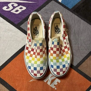 VANS Classic Slip On Checkerboard Rainbow Casual Men’s/Lady Sneakers VN0A3UT7U09 - Picture 1 of 5