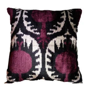 Pasargad Oasis Collection Silk Velvet Ikat Pillow 16" - Picture 1 of 2