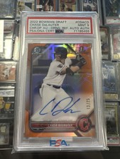 2022 Bowman Chrome Draft Orange Refractors Chase DeLauter 1st AUTO /25 PSA 9