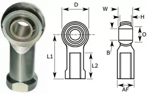 Cojinete de extremo de varilla hembra de 5 mm, rosca izquierda M5X0,80 5 mm junta tipo rosa L/H - Imagen 1 de 5