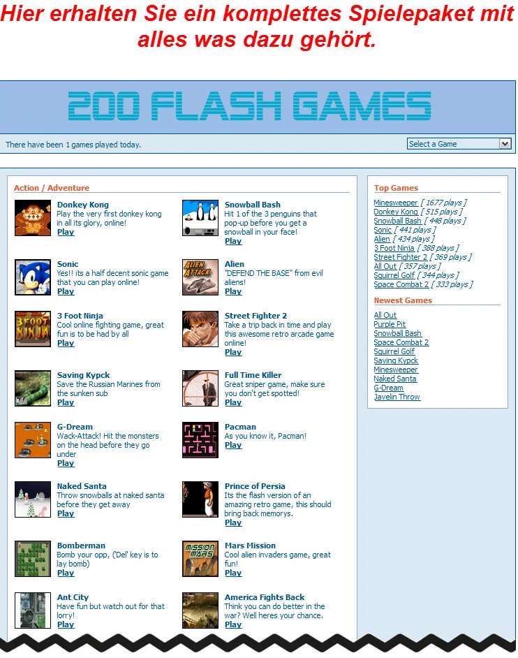 200 Flash Games inklusive Webseite - PHP-Script - Bild 1 von 1