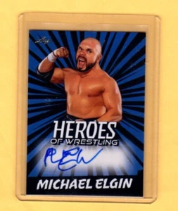 2023 FOGLIA MICHAEL ELGIN Heroes Of Wrestling BLU AUTOGRAFO parallelo #BA-ME1 - Foto 1 di 2