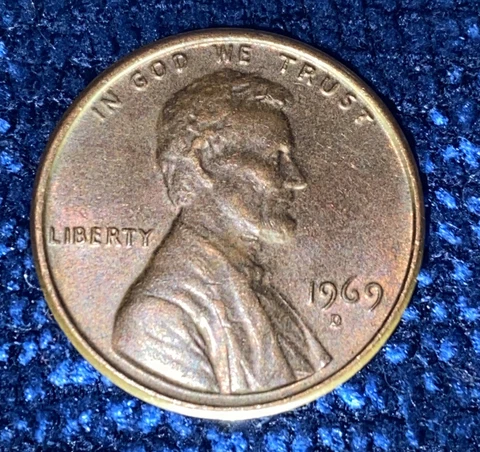 1969 D floating-roof penny, no FG initials or Lincoln figure on reverse Cover