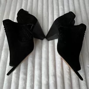 Vince Camuto Stiefeletten offene Zehenpartie schwarz Ebelin Absätze Größe 9W/40 Wildleder Reißverschluss - Bild 1 von 14