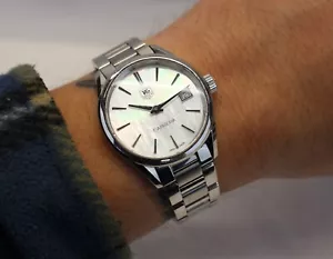💥Orologio al Quarzo Tag Heuer Carrera QUADRANTE MOP WAR1311-0 Unisex 32mm Acciaio Inox 💥 - Foto 1 di 9