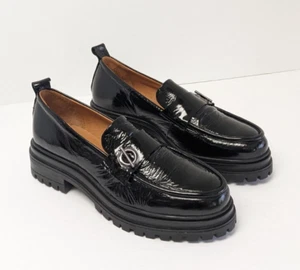 Miz Mooz Loraine Chunky Loafers, Black Leather, Women's 40 EU (US 9-9.5) - Picture 1 of 7