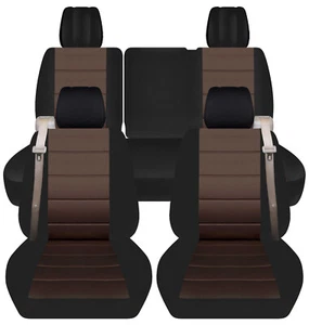 Front+Back SUV Car Seat Covers blk-brown fits Chevy trailblazer /GMC Envoy - Picture 1 of 7