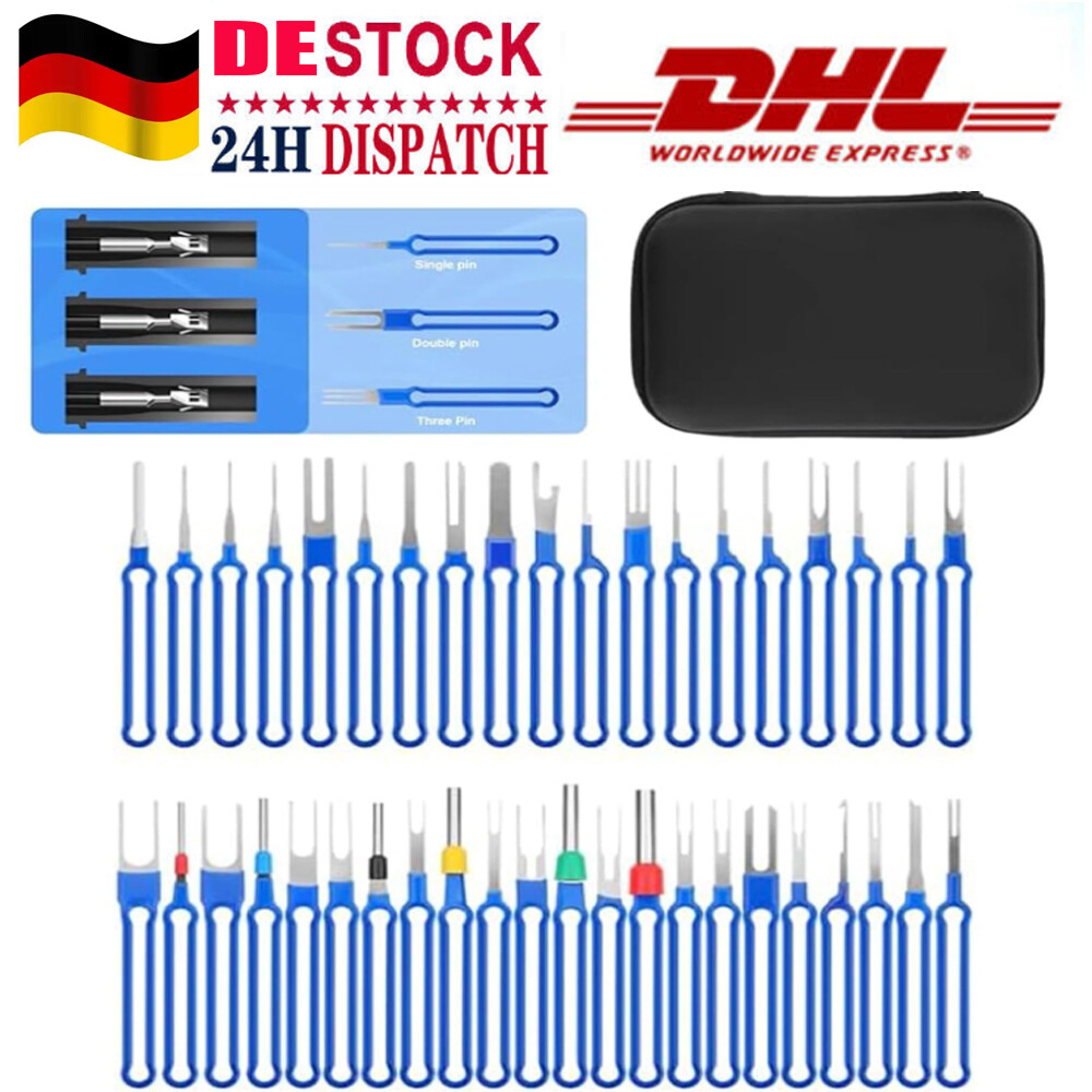 Stecker Entriegelungswerkzeug KFZ Stecker Werkzeug Set 41-tlg. - Auspinwerkzeug Für Auto Elektrik | Edelstahl Demontage Set Auspinwerkzeug Auto