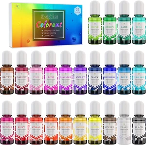 24 Color Epoxy Pigment - Crystal Transparent Dye for DIY Resin Art, Jewelry Maki - Picture 1 of 12