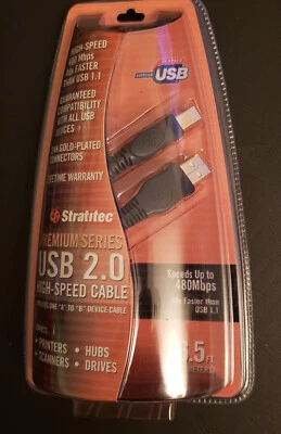Stratitec Premium Series 6.5 Feet USB 2.0 24K Gold Connectors - High Speed Cable - Image 1 of 2