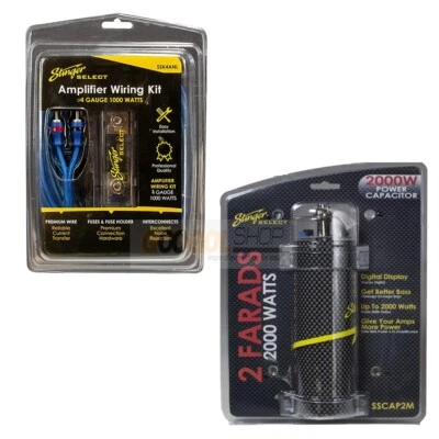 Kit de instalación amplificador subwoofer calibre 4 Stinger con condensador de audio para automóvil 2Farad Foto 1 de 3