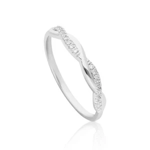 Anello avvolgente in platino 950 0,10 ct. con diamanti per lei, misura 3-8, bigiotteria - Foto 1 di 7