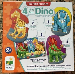 PUZZLE 4 In One Box DINO theme, Ages 2+, Hours Of Colorful Fun Brain Teaser. - Picture 1 of 6