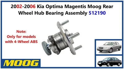 2002-2006 Kia Optima Magentis Moog Rear Wheel Hub Bearing Assembly 512190 - Image 1 of 4