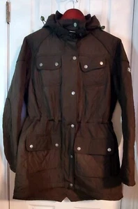 NEW Barbour Arrow Women's Brown Quilted Flecce-Lined Hooded Parka Jacket Sz 10 - Picture 1 of 14