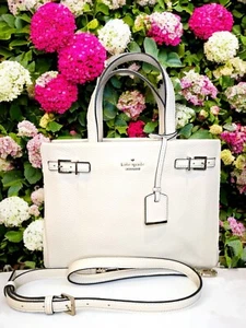 Kate Spade Holden Street Pebbled Leather Double Handle Satchel Handbag In Ivory - Picture 1 of 18