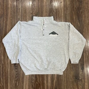 Vintage 1990 NORTHROP GRUMMAN Sweater 1/4 Button Snap Mens Medium Gray USA Made - Picture 1 of 21