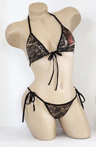 Bikini mit tarnfarbener Schnur und vorderem Krawatte-Oberteil! Scrunched or Not - Maßgeschneidert - XS - L - Bild 1 von 8