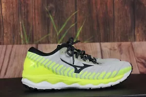 Mizuno Wave Sky 4 Men's Gray Neon Green Sz 12.5 Waveknit Running Shoes - Picture 1 of 9