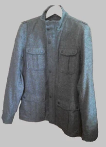 Marc Anthony Black and Gray Heringbone Men's Wool Blend Coat/Jacket Sz.XL - Picture 1 of 18