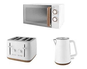 Mattweiß Schnellkocher 4 Scheiben Toaster & Mikrowelle passendes Küchenset - Bild 1 von 9