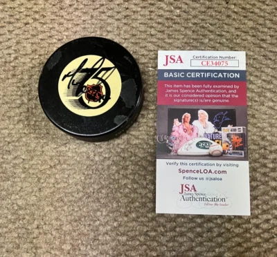 Mario Lemieux, Pittsburgh Penguins, Firmado Penguins, NHL Puck, JSA, Limpio Foto 1 de 3