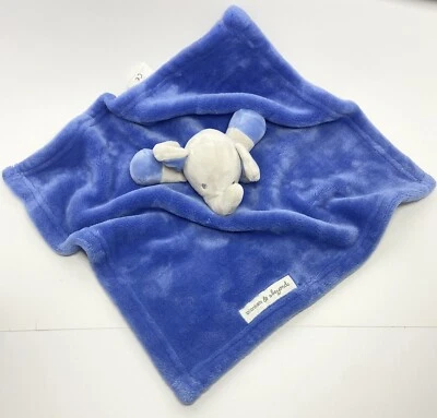 Blankets & Beyond Blue Gray Elephant Plush Lovey Security Baby Blanket 14”X13” - Image 1 of 4