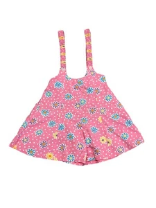 Vtg Hearts and Flowers Floral Pink Jumpsuit Shorts Romper 7 8 Girls Shortall - Picture 1 of 3