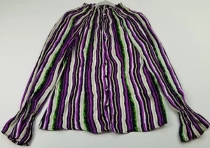 Camicia Milano con bottoni donna grande a righe manica lunga leggera Artsy Funky - Foto 1 di 10