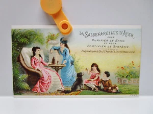 Tarjeta publicitaria francesa vintage - LA SALSPAREILLE D'AYER - Lowell, Mass. - Imagen 1 de 3